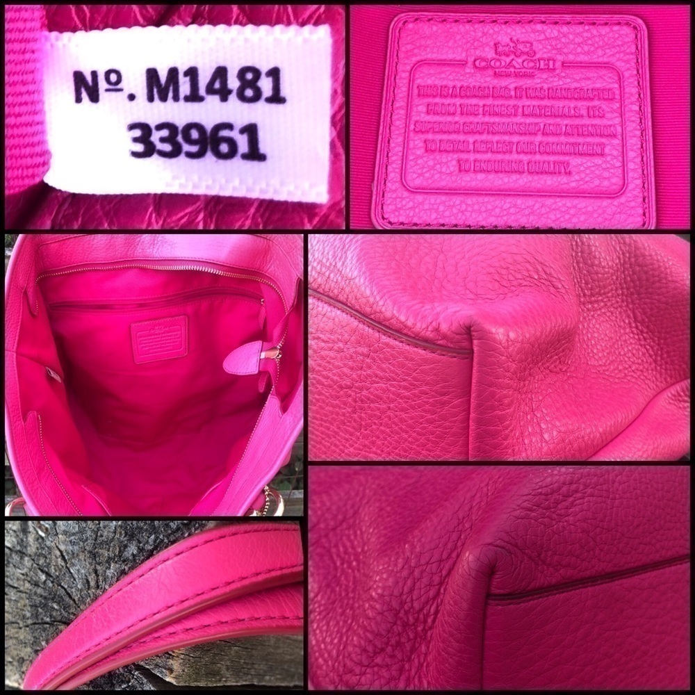 Coach Chicago Ellis Leather Grain Bag Wallet Set Barbie - Picture 4 of 7